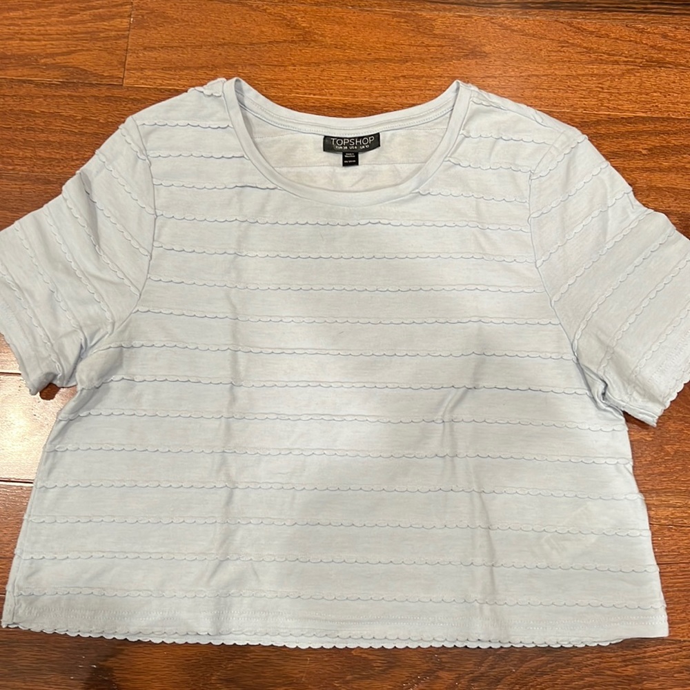 TOPSHOP baby blue crop shirt